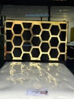 The modern bedroom bedframe plush gold stripes - Image 2