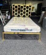 The modern bedroom bedframe plush gold stripes - Image 3