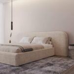 Egerie Curved Teddy Ivory Bed - Image 3