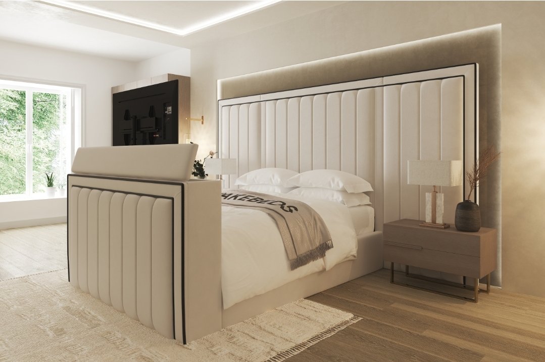 1000171397 The Ellie Panel high headboard tv bed - Image 1