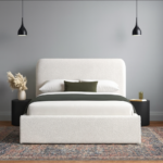 CloudHaven Modern Bouclé Upholstered Bed – Teddy Fabric Bed