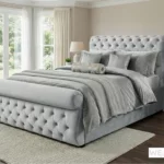 The Kensington Luxury Velvet Sleigh Bed