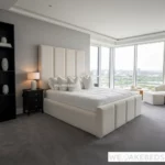 The Chunky Linear Panels Bed Frame – Luxury Upholstered Vertical Design