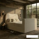 The Serene Curve Bouclé TV Bed